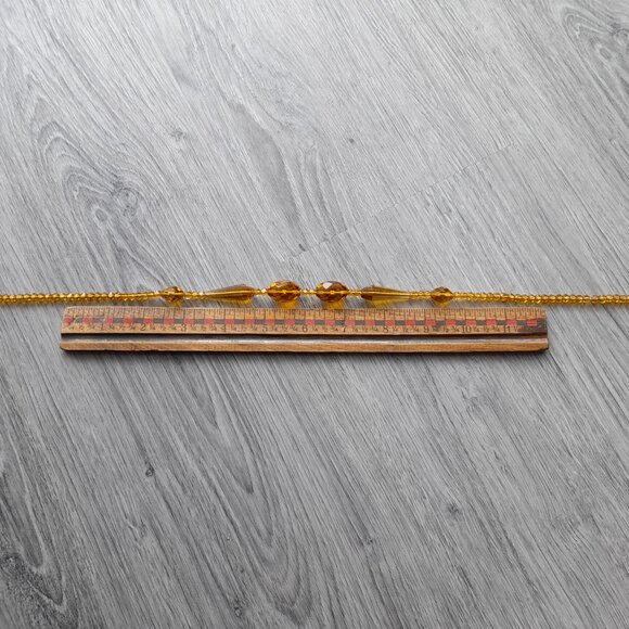 Vintage Yellow Amber Glass Bead Necklace Art Deco Choker Faceted 17.5" - Picture 12 of 14